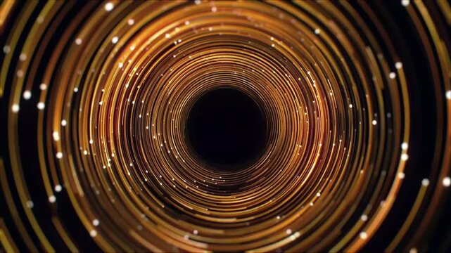 Golden Circular Light Tunnel Motion Background with Luxury Glowing Rings for Premium Logo Reveal, Brand Intro, Broadcast Opener, Event Presentation, Title Sequence and Elegant Animation