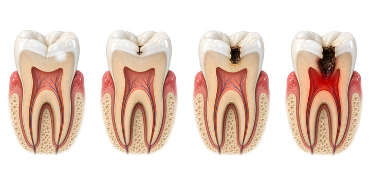 Stages of Tooth Decay Progression Scientific Illustration