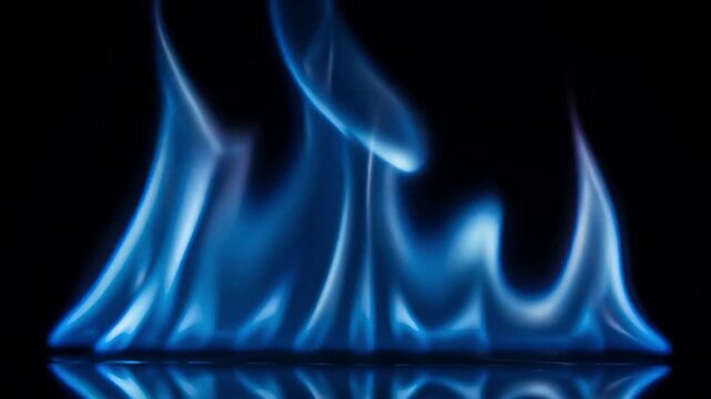 Intense blue fire flames dancing with graceful motion in this mesmerizing dark cinematic animation video clip