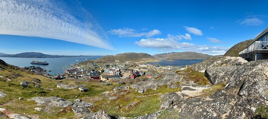 The fjords, mountains, and icebergs near Qaqortoq, Greenland © Joni