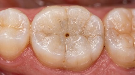 Fototapeta premium Close-up of Healthy Human Tooth Surface with Detailed Anatomy Features