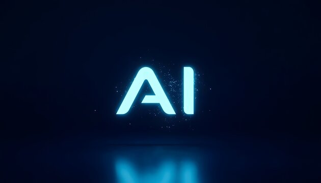 Futuristic AI logo design. Glowing artificial intelligence monogram on dark background.
