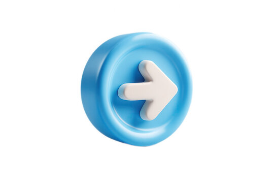 3D White Arrow on Blue Circle Icon