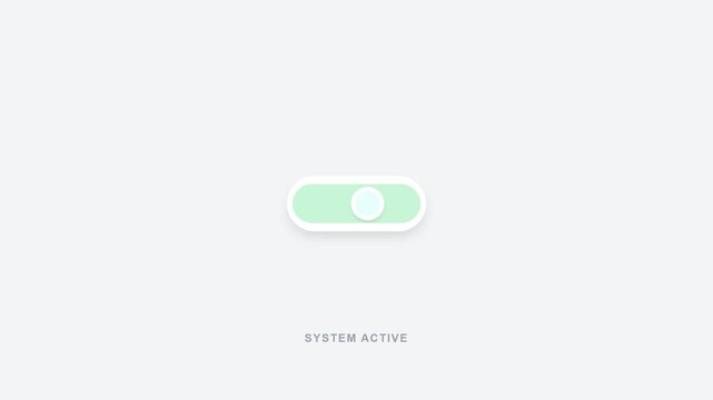Small green toggle switch icon in a minimal interface layout suggests activation and settings control for mobile applications and website user experiences