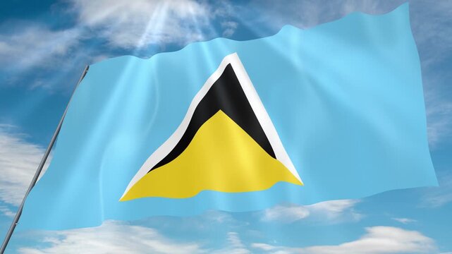 Saint Lucia Flag Seamless Loop 4k 60fps on Sky Background