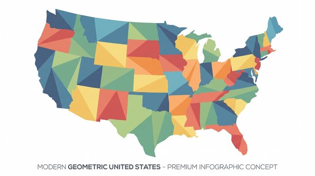 Modern Geometric United States Map Infographic Illustration