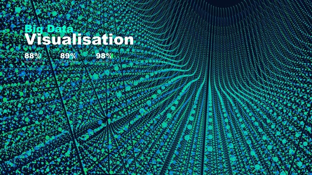 Abstract big data visualization with glowing cyan and blue particles on a dark tech space