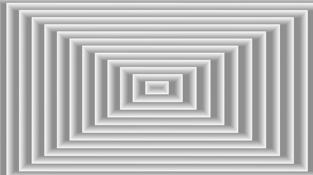 Monochrome rectangular tunnel pattern with concentric geometric shapes and subtle grayscale depth