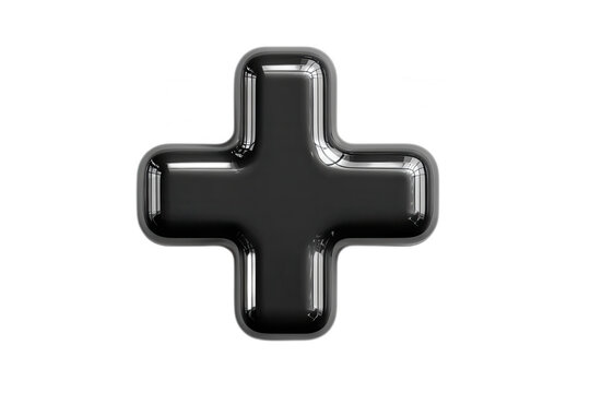 Glossy Black 3D Plus Sign Balloon Icon