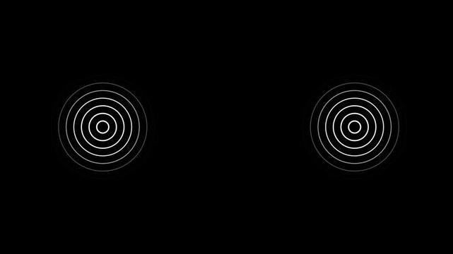 Dual concentric white circle patterns symmetrically arranged on a solid black background