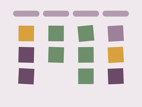 Kanban Board with Sticky Notes Flat Vector Illustration