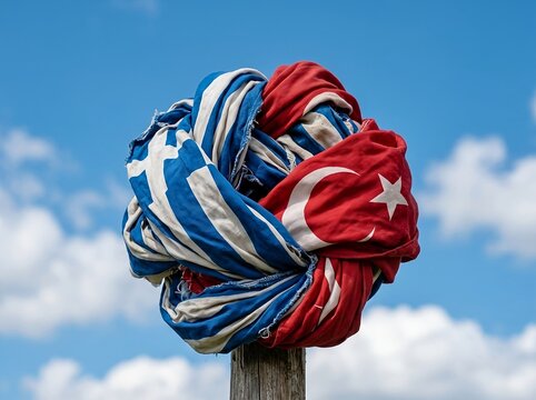 geopolitical conflict of Greece and Turkey. Diplomatic tensions, maritime disputes, regional security concerns, and complex international relations in the Eastern Mediterranean