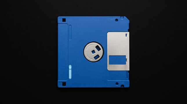Classic blue computer floppy disk.