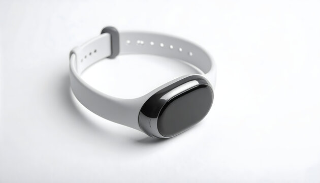 Wristband resting on white background evoking discreet and modern emergency call safety device mood generative AI