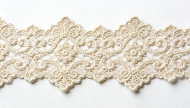 cream lace trim border, floral crochet ribbon, off white embroidery texture, fabric embellishment, decorative textile edging