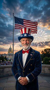 Patriotic Uncle Sam Portrait Phone Wallpaper for Uncle Sam Day American Freedom Background