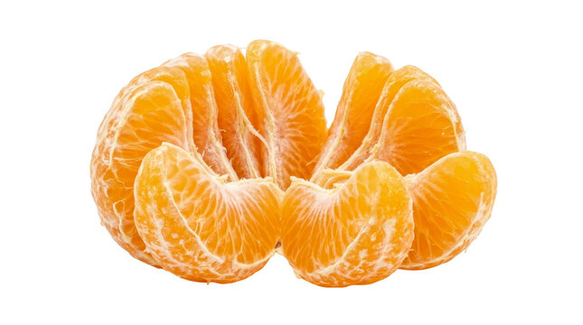 Peeled tangerine segments isolated on a transparent background PNG file