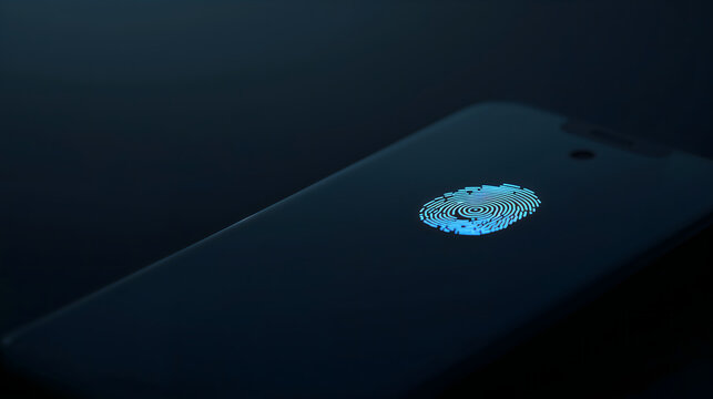 Sleek biometric scanner glowing softly on a minimalist device evoking secure premium biometric mood generative AI