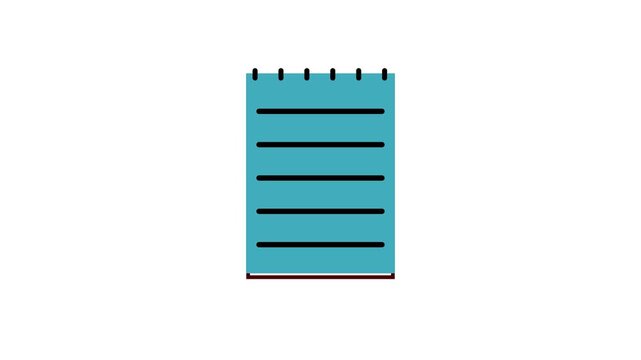 Simple blue notepad with black horizontal lines and spiral binding isolated on a white background for office and school stationery concepts