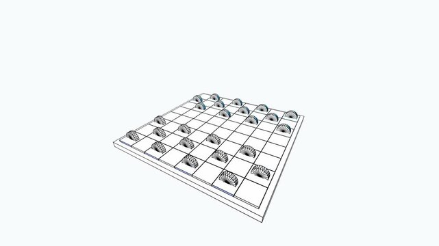 3D Abstract Grid Kinetic Art Motion Graphic, Wireframe Semicircles Animation