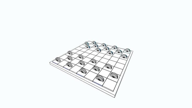 3D Abstract Grid Kinetic Art Motion Graphic, Wireframe Semicircles Animation