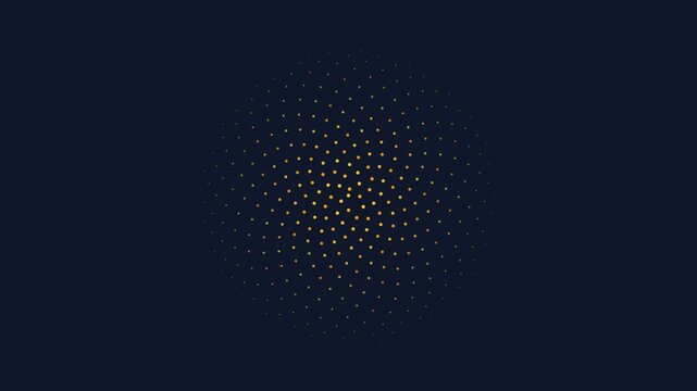 Abstract golden ratio spiral dots forming circular patterns on a dark blue background