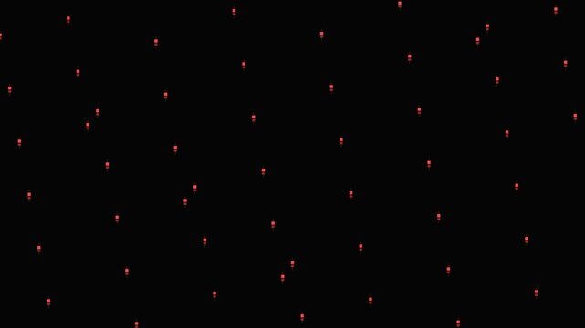 Abstract red stock market candlestick patterns moving downwards across a dark digital screen