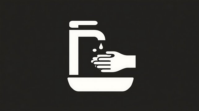 Monochrome icon of person washing hands in sink clean hands save lives