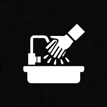 Monochrome icon of person washing hands in sink clean hands save lives