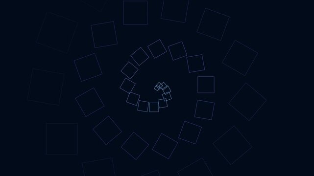 Blue glowing geometric spirals expanding in a mathematical pattern on black background