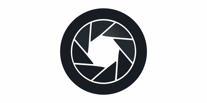 Camera Aperture Icon A Stylized Black And White Graphic