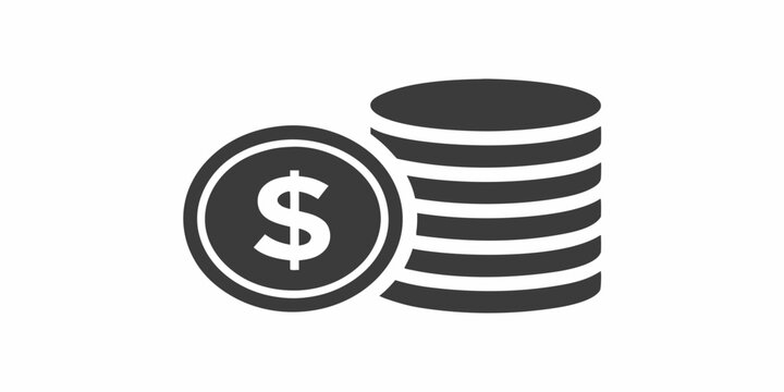 Dollar coins icon a stack of currency with a single coin visible