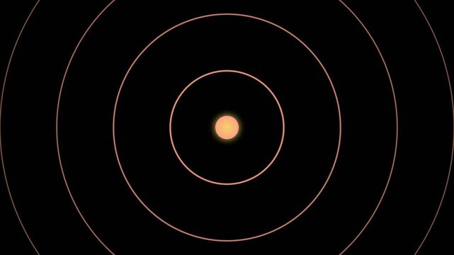 Four golden glowing circles with expanding concentric rings pulsing on a dark background
