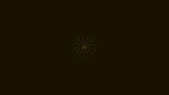Four golden spiral particle swarms rotating and expanding against a dark background