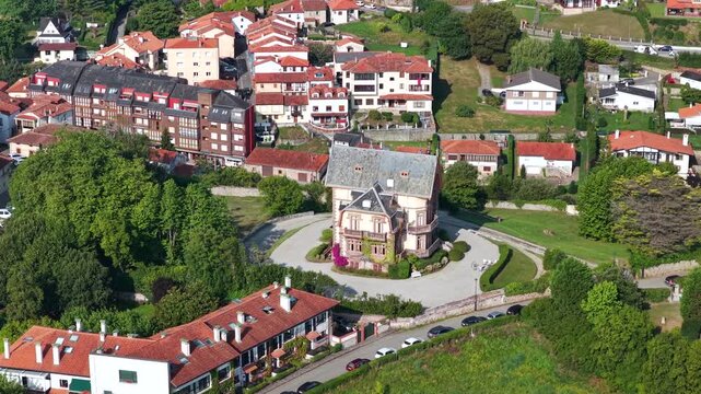 Aerial View of the Historic Village of Comillas at Sunrise, Cantabrian Coast, Northern Spain