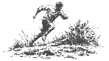 Obraz premium runner sprinting outdoors on rugged terrain athletic person training in nature
