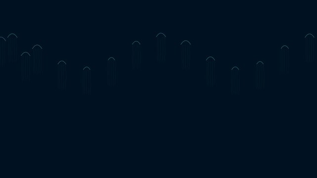 Minimalist blue sound wave equalizer bars moving in a rhythmic pattern on a black background