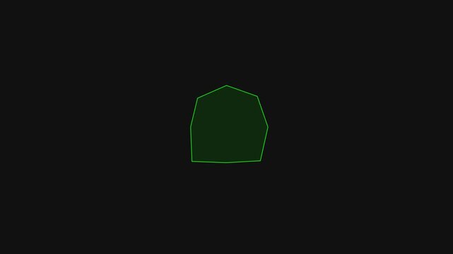 Minimalist green geometric blobs with digital glitch distortion on a black background