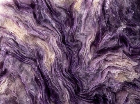 Charoite fills the frame with vivid purple and lavender swirling fibrous patterns &mdash; the most uniquely patterned purple stone as fine art. Ideal for luxury, mystical, and unique design backgrounds.