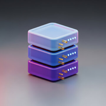 3D Data Storage Server Icon Futuristic Cloud Database Technology Illustration
