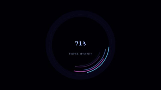 Network integrity progress bars loading with percentage counters on a dark digital interface