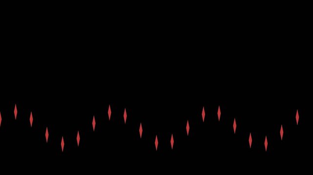 Red geometric diamond shapes forming oscillating wave patterns on a black background