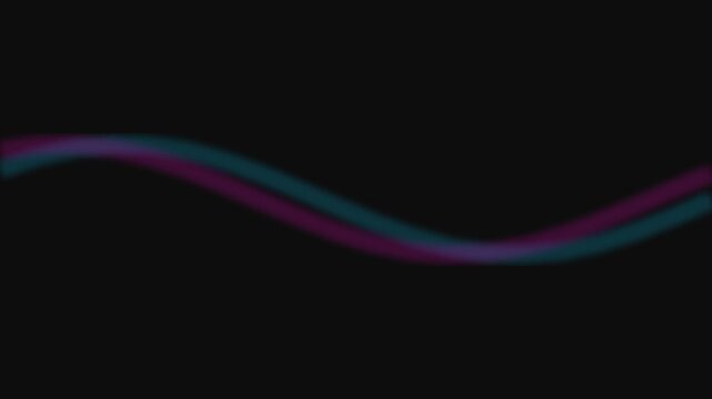 Symmetrical flowing glass ribbons with purple and blue light trails on dark backdrop