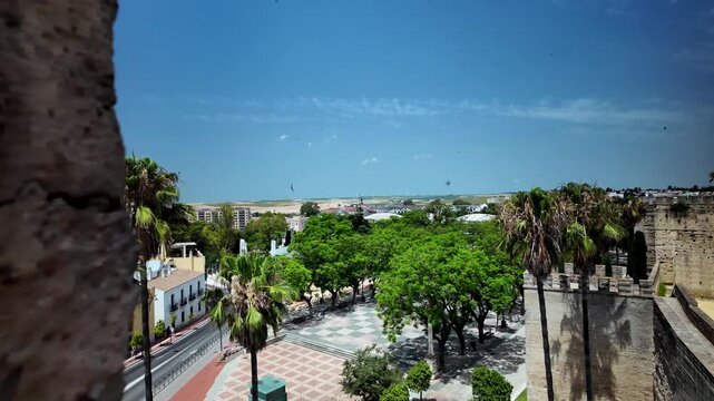 View of Alameda Vieja park from Alcazar walls, Jerez de la Frontera, Spain