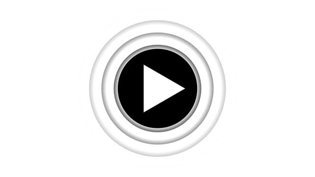 Minimalist play button animation with pulsing concentric circles for user interface media player.