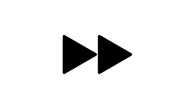 Fast forward animation, minimalist media player control symbol, playback speed.