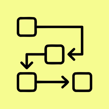 Process flowchart outline icon featuring sequential steps and directional arrows for workflow optimization, algorithm mapping, and project planning