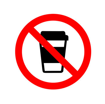 No coffee no matcha or hot drinks allowed restriction sign vector illustration