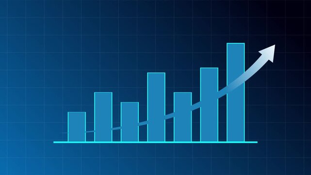 Growth chart progressing over time blue vector illustration