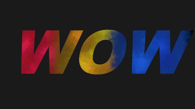 Colorful smoke filling the wow word expression